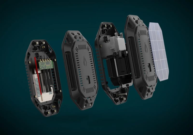 Image showing an exploded view of the WATR smart water monitor 